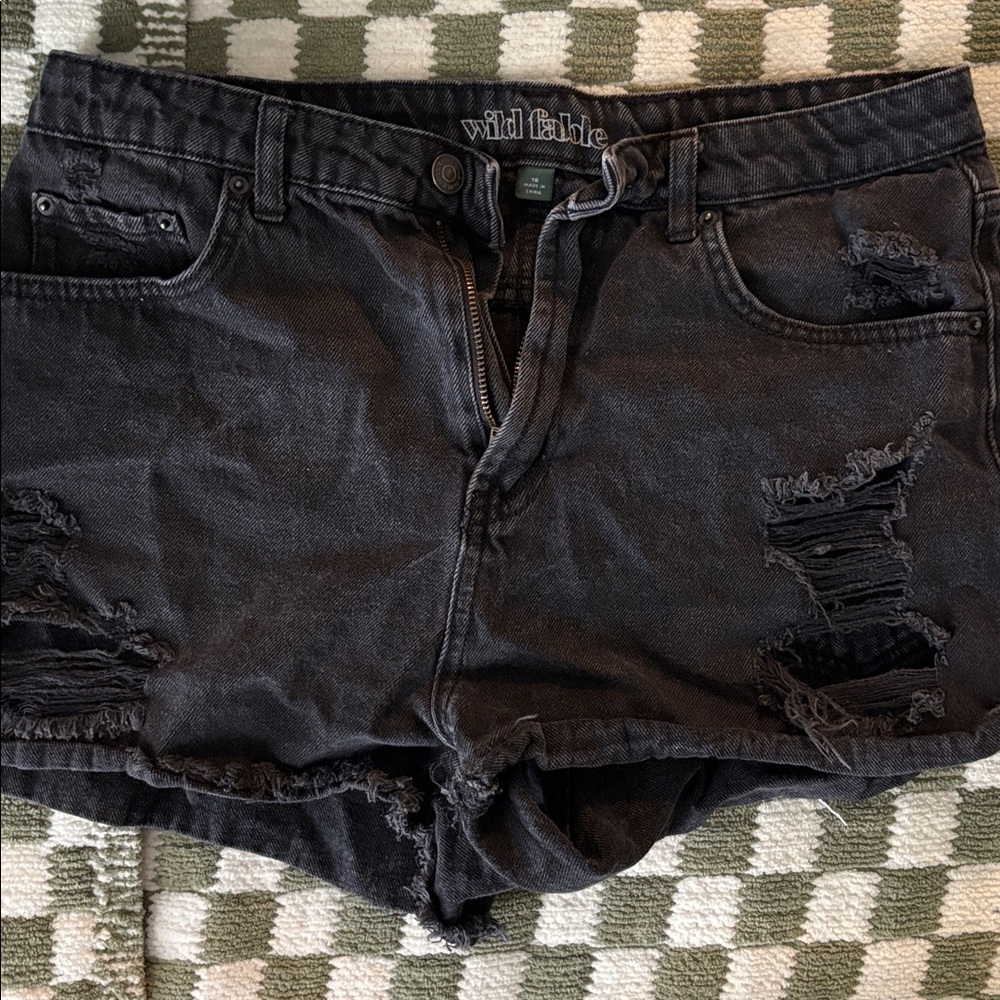 Wild Fable Charcoal Ripped Denim Shorts